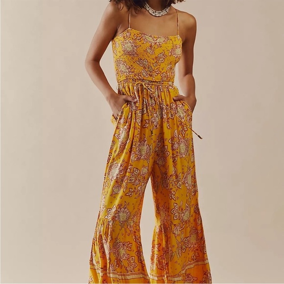 NEW Free People Little of Your Love Jumpsuit Yellow XS - Picture 1 of 4